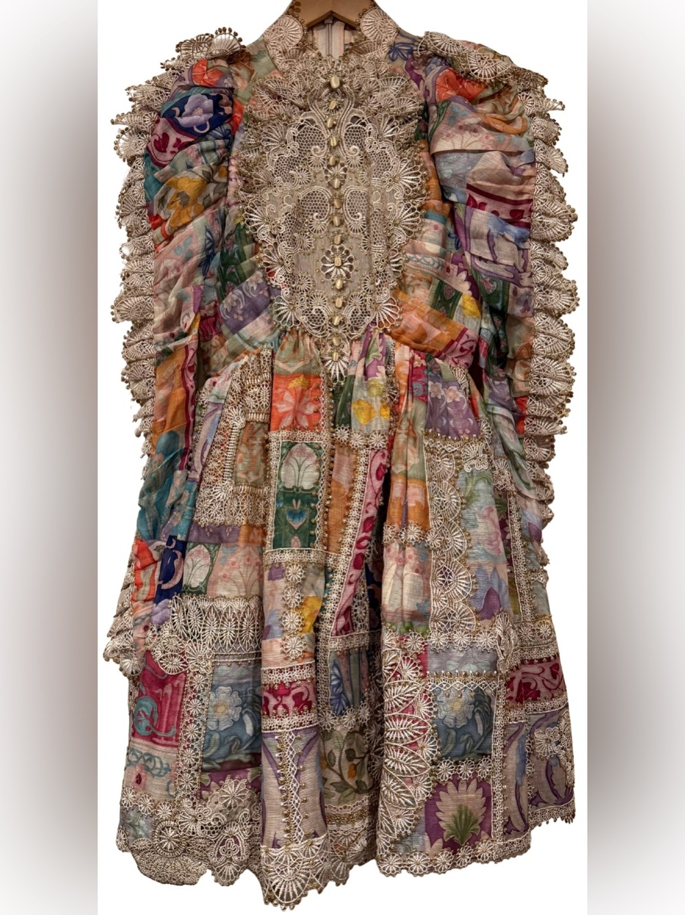Zimmermann Cosmic Zodiac Doily Mini Dress 0 Floral Tile US 4 Linen Silk Runway - Picture 5 of 16